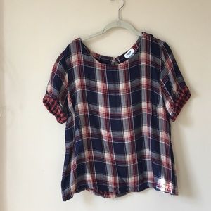 Old Navy plaid keyhole blouse!